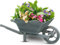 HMIR Wooden Ornamental Garden Plant Wheel Barrow Planter, Large Plant Pots Outdoor For Strawberry, Vegetable & Herb Planter, Wooden Flower Pot for Patio Yard Balcony_W69 x H28 x D32cm