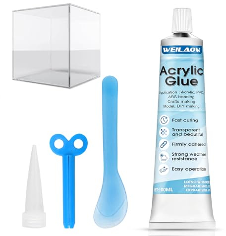 WEILAOK Pegamento para Plastico, Pegamento para Cristal, pegamento Cristal, Aislante e Impermeable, Apto para Diversos Materiales Como Acrílico, Plástico, Vidrio, Cerámica, etc, 100ml