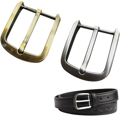 quyueug 2er Set Gürtelschnalle Herren 40mm – Quadratische Einfachnadel aus Zinklegierung, Gold & Silber beschichtet, Rutschfest, Universelle Ersatzschnalle für Jeans & Ledergürtel