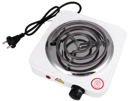 DECOMELODY Estufa Eléctrica Portátil Control de Temperatura Ajustable y Protección contra Sobrecalentamiento Quemador Único para Camping y Viajes Calentador Seguro y Compacto para Cocinar