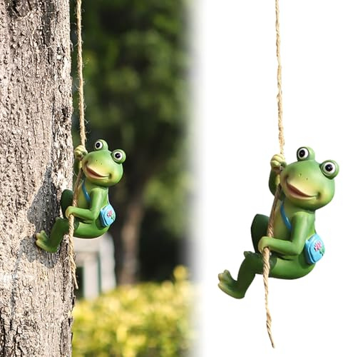 ARONRAVE Frösche Statue Garten deko FroschDeko Gartenfiguren & Gartenstatuen Gartendeko für Draußen Wetterfest Frühlingsdeko Gartenstecker Frosche Kletternder für Gartenteiche, Brunnen, Hof, Geschenk