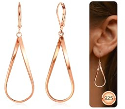 LOLIAS Silber 925 Hängende Ohrringe Lange Spirale Wassertropfen für Damen | Hypoallergene Sterling Silber Ohrringe Boho für Damen Schmuck Geschenke