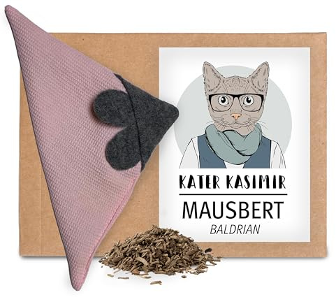 Kater Kasimir MAUSBERT 2 en 1 Cojín y juguete para gatos en uno, con valeriana orgánica, hecho a mano en Alemania