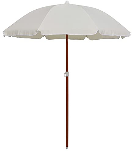 Holamys Parasol avec mât en acier de 300 cm, blanc sable, résistant aux UV, imperméable, idéal pour terrasse, jardin et balcon, parasol de jardin robuste