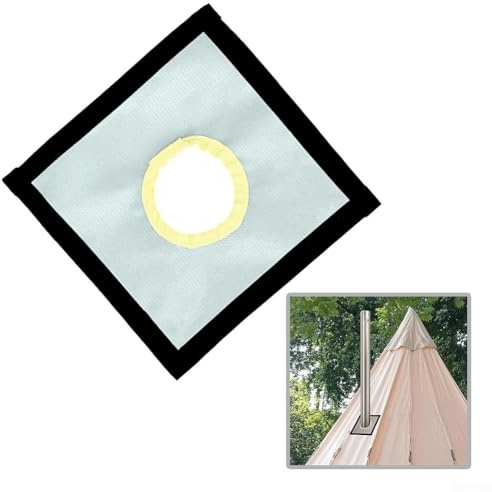 Hosrivae Chimenea ignífuga para estufas de leña, 24 cm x 24 cm, alfombrilla de silicona y fibra de vidrio resistente al calor con protección para anillo, compatible con camping St (24 x 24 cm)