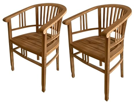 AXI Talia Gartenstuhl 2er Set aus Teak Holz | 2 Stück Gartenstühle aus Teakholz | Stuhl mit hoher & runder Rückenlehne für Garten/Terrasse/Balkon/Outdoor