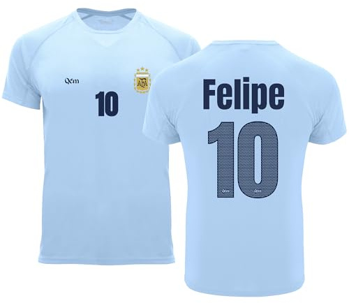 Camiseta Fútbol Selecciones — Estilo Mundial 2026 — Hombre Y Mujer — Personalizable con Nombre Y Número — No Oficial (L, Celeste, Argentina, Hombre)