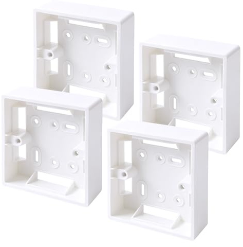 Thhiit 4 Pack Single Socket Back Box, Wall Surface Mounted Socket for Ethernet and Light Switch (86mm X 86mm X 33mm)