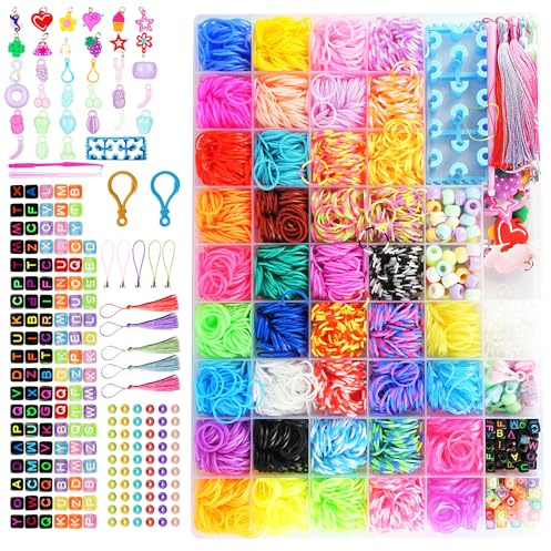 3800+ Pulseras Gomas Elasticas Colores, 54 Cuadrados de Gomas Para Hacer Pulseras para niños, Cuentas y otros accesorios de Goma s Pulserass Niñas,Incluidos telares,Dijes,Juguetes y regalos para niños