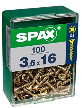 Spax 4081020400202 20 mm 100pc (S) – Screw (Screw, Steel, Zinc, Wood, Flat Head, Pozidriv, Yellow)