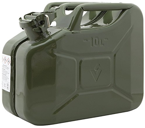 Dönges Benzinkanister 10 Liter Metall oliv | TÜV, GS, UN geprüft | GGVS Zulassung | Stahlkanister für Benzin, Diesel & Bio Ethanol | Kanister, Blechkanister, Reservekanister, kraftstoffkanister