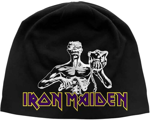 Iron Maiden Beanie Hat Cap Seventh Son band Logo Official Black Jersey Print One Size