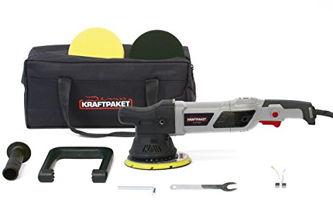 Dino Kraft Pacchetto 640229 Lucidatrice Orbitale 950 W, 15 mm XL di hub 12 Livelli con Display LCD, Funzione di Memoria Spugna per lucidare lucidatura Teller Tasche