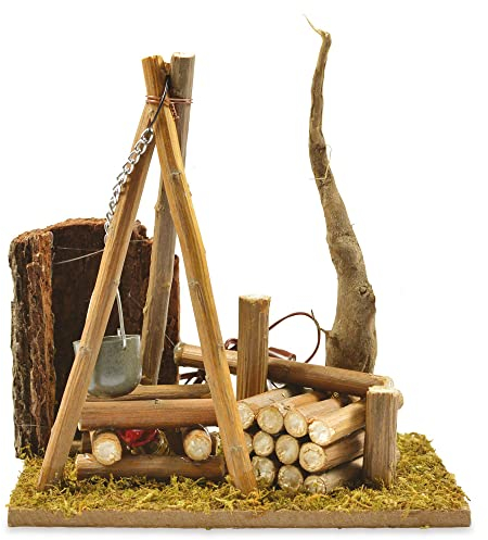 Riffelmacher Lagerfeuer mit Baum und Kochstelle 78290 - beleuchtet - Toll zur Modelleisenbahn Zubehör Weihnachten Krippe