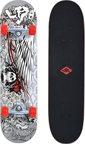 Schildkröt Skateboard Kicker 31, Komplett-Board mit tollen Features für Einsteiger, konkave Deckform mit Doppel-Kick und Griptape, 9-lagiges Ahornholz, ABEC5 Kugellager, Design: Phantom, 510601