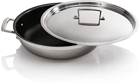 Le Creuset 3-Ply Stainless Steel Non-Stick Shallow Casserole Pot with Lid, 30 x 7.5 cm, 96102830000000