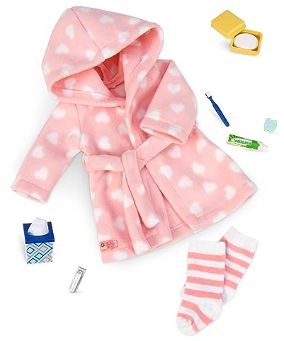 Our Generation - Gute Nacht, Schlaf gut - 46 cm Puppenkleidung - Robe Outfit - Pyjama & Socken Set - Bettzeit-Accessoires - Spielzeug für Kinder ab 3 Jahren