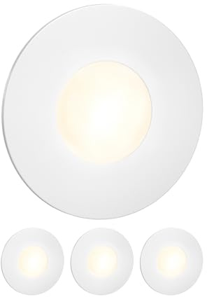 ledscom.de 4x LED Treppenlicht/Wandeinbauleuchte FEX für innen und außen, rund, 85mm Ø, warmweiß