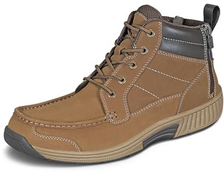 Orthofeet Men's Orthopedic Ryder Slip-Resistant Dual-Zip Leather Boot, Brown, Size 8.5