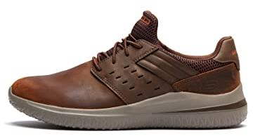 Skechers Herren Delson 3.0 Ezra Sneaker, Dark Brown Leather W Mesh, 44 EU