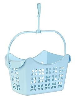 Panier à pinces à linge en polypropylène avec crochets de suspension Bleu 23 x 15 x 13 cm