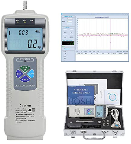 BAOSHISHAN Digitaler Kraftmesser Push-Pull-Messgerät-Tester mit USB-RS232-Schnittstelle LCD-Kraftmess-Schubmesser ZP (1000N mit Kunststoffgehäuse)