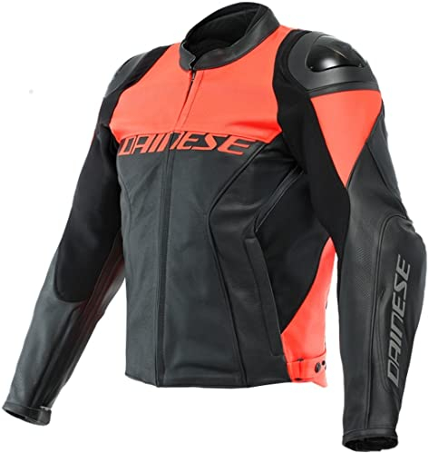 Dainese Racing 4 Perforierte Motorrad Lederjacke (Black/Red,52)