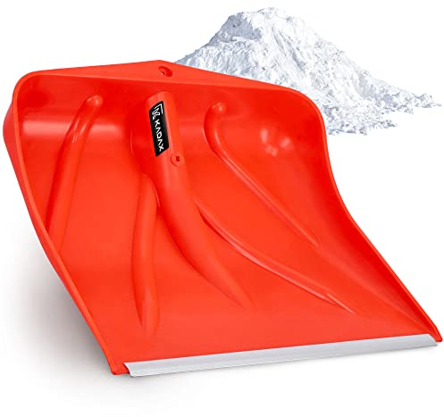 KADAX Orangefarbene Schneeschaufel, Schneeschaufel ohne Stiel, Schneeschieber, Schneeräumer mit Alukante, Kunststoffschneeschaufel, Schneeschippe (1, Breite: 46,5 cm)