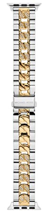 Michael Kors Bracelet pour Apple Watch - Bracelet de montre intelligente en acier inoxydable pour femme - Compatible avec Apple Watch 38 mm, 40 mm, 41 mm, Chaîne argenté/or, taille unique