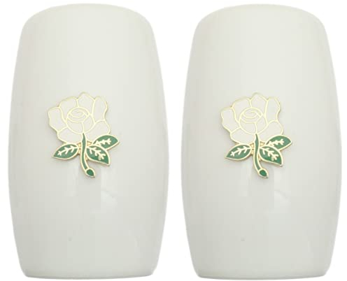 Yorkshire White Rose China Salt and Pepper Shakers Cruet Set Modern White CSP 493