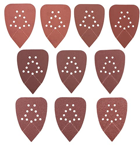 EMSea 100 Stück Schleifpads Klettschleifpapier Schleifblätter Kompatibel mit Black And Decker Detail Palm Sander Klettverschluss 12 Löcher 40/60/80/100/120/180/220/240/320/400 Körnung
