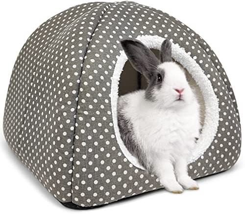 Tierecare Conejo Hideout - Cama grande lavable para conejos, casa de conejo y escondite de forro polar para conejitos de interior, escondite de animales pequeños