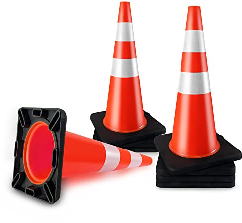 Traffic Cones 28 inch Orange 8 Pack Heavy Duty Safety Cones with Reflective Collars Fit Parking Lot,Driveway Road Traffic Control Construction Cones