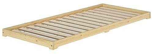 Erst-Holz®Extra Niedriges Futonbett Bettrahmen 100 x 200 cm Kiefer MassivholzRollrost inkl.