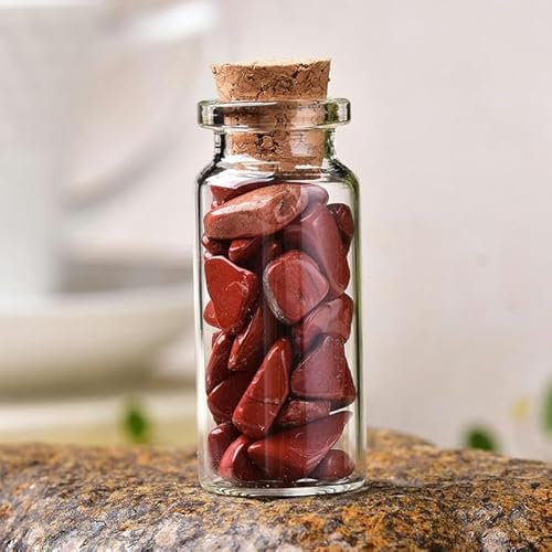 1PC Wunschflasche aus natürlichem Kristallglas, Heimdekoration, Heilstein, natürliche polierte Steine, glückliche Driftflasche, Geburtstagsgeschenke, roter Jaspis, 50 x 22 mm