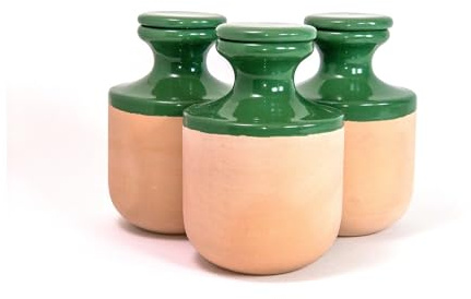 3 oyas à enterrer de 500 ml en couleur avec leur couvercle - ollas pour arroser tous type de plante d'intérieur et extérieur (Vert)
