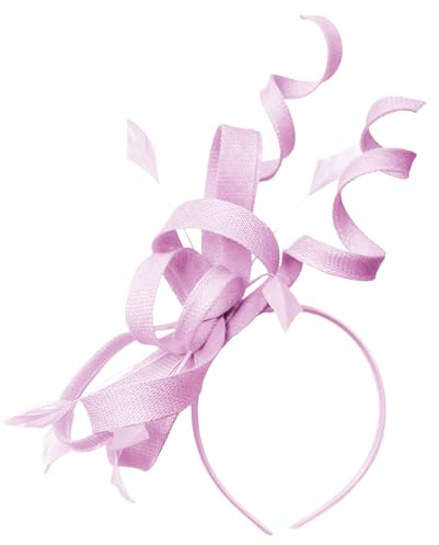 Sinamay Haarreif, Fascinator mit Wirbelschlaufe, für Damen, Hochzeit, Ascot Rennen [Blush Pink]