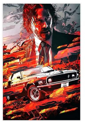 John Wick Reeves Filmposter 7 Leinwandposter Wandkunst Dekor Druck Bild Gemälde für Wohnzimmer Schlafzimmer Dekoration ungerahmt 20 x 30 cm