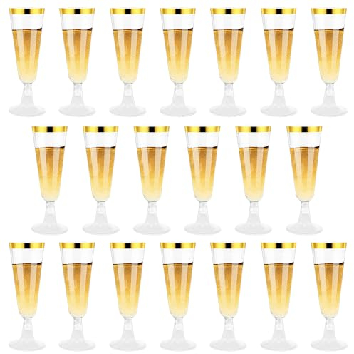 Atliberswo Bicchieri Flute Plastica Per Vino, Set Di Bicchieri Di Plastica Per Champagne Con 20 Pezzi Da 150 ml, Ideali Per Matrimoni, Compleanni E Feste