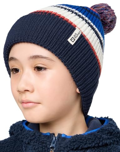 Jack Wolfskin - Pompom mössa barn, unisex basker, nattblå,