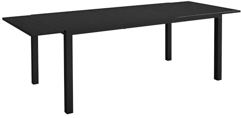 Outsunny Gartentisch ausziehbarer Tisch Patio-Esstische Aluminium rechteckig für 6 - 8 Personen, max. Belastung 50kg, Abm. 180/240L x 94l x 73H cm, schwarz