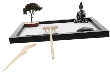 Hohopeti Zen Garten Sandkasten Buddha Statue Dekoration Tischdekor Heimdekoration Zen Garten Für Schreibtisch Miniatur Landschaftsdekor