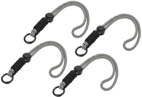 PATIKIL Paracord Schlüsselband, 4 Stück Handy Schlüsselband Seil Handgelenk Lanyards Geflochtener Riemen mit Karabinerhaken zum Aufhängen von Schlüsseln, Schwarz, Grau