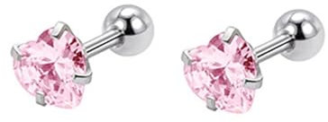 Ohrstecker Edelstahl, Ohrstecker Damen Rosa (Herz) 6mm Herzform Ohrringe Damen 6 mm