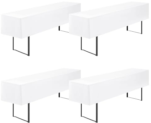 Showgeous 4 Stück Biertischhussen Tischdecke 3/8 Länge für 50cm Bierzelttisch Biertisch Tischdecke Biertisch-Husse Premium Blickdicht Wasserdicht Waschbar 220x50x35cm(Weiß)