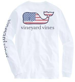 Vineyard Vines Women's Flag Whale Long-Sleeve Pocket Tee Flag Whale Long-Sleeve Pocket Tee (Pack of 1)