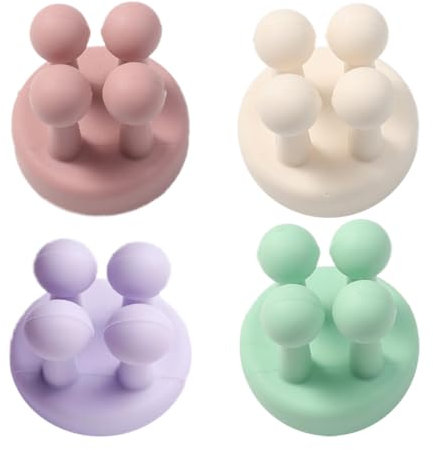 EIHI Lot de 4 Supports de Brosse à Dents en Silicone Multifonction pour Rasoir et Brosse à Dents,Étanche,Auto-adhésif, Porte rasoir douche, Porte brosse à dents(Violet, Blanc, Rose, Vert)