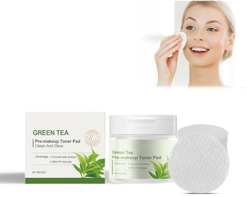 Feuchtigkeits-beruhigende Gesichtsauflagen Toner-Pads, Vorgefeuchtete Pads, Gesichtsauflagen für einen ebenmäßigen Hautton, Sanfte Gesichtspeelings und Reduzierung von Flecken (Grüner Tee)