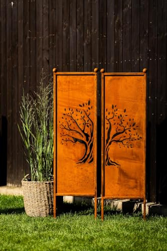 Plaque de jardin en patine à emboîter - Décoration de jardin rouillée - Fleurs - Décoration de jardin