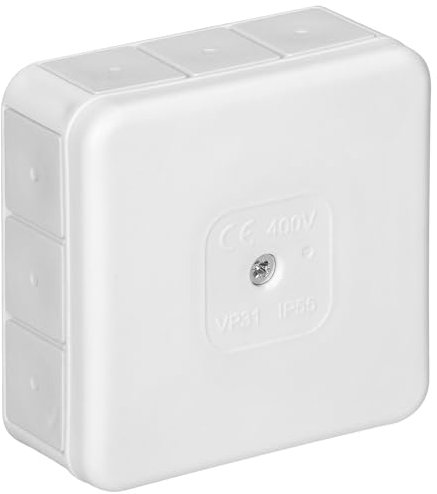 Miratic Scatola Derivazione Esterna IP55 Scatola Elettrica 85x85x37mm - 12 Pressacavi di Gomma Cassetta Elettrica Esterna Montaggio a Viti in Superficie (bianco)